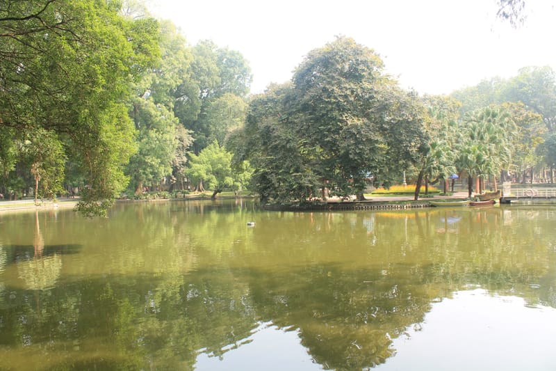 Pond and greenery at Bach Thao Botanical Garden (Hanoi Botanical Garden), Ba Dinh District, Hanoi, Vietnam